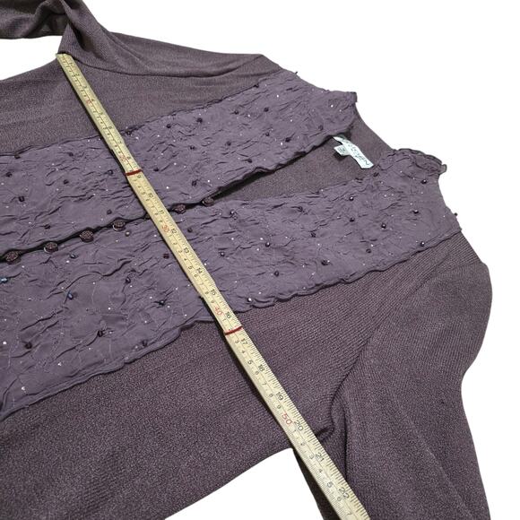 St. John Evening Knits Dusty Purple Jacket Trim Appliques Size 14 XL Santana - Picture 5 of 9